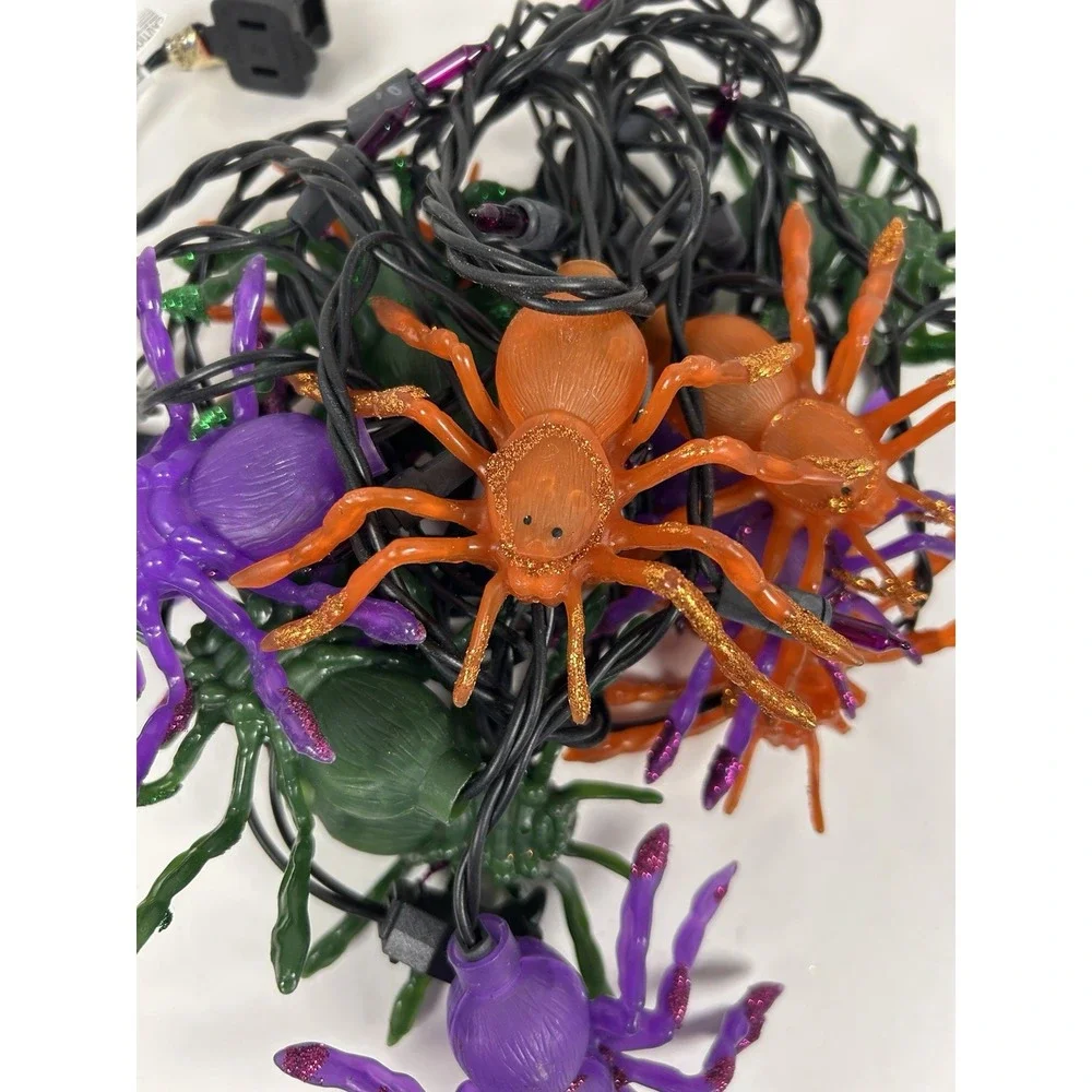 Blow Mold Spider String Lights Halloween Party Decor Haunted Black Cord